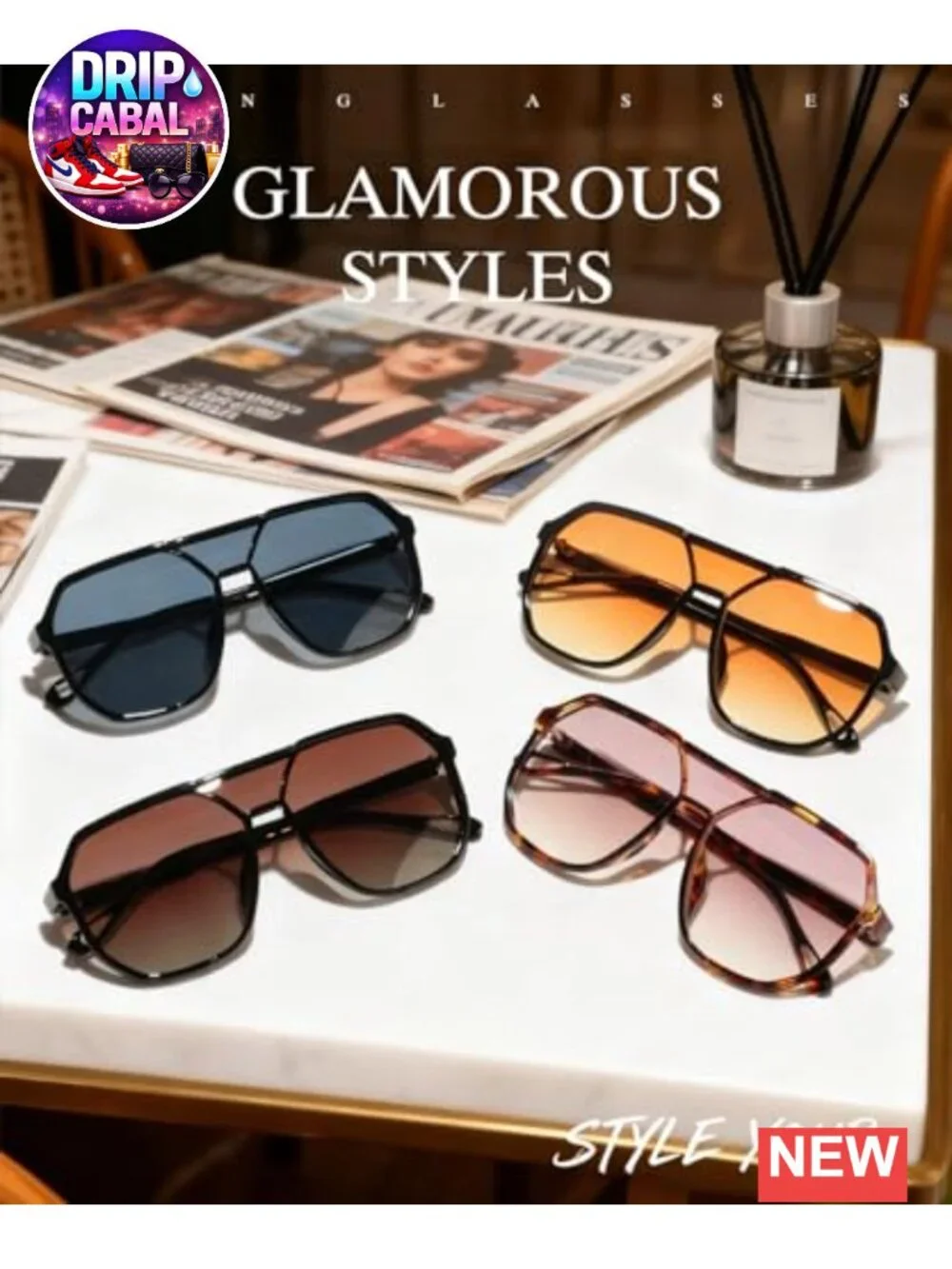 Retro Oversized Aviator Sunglasses UV400 Protection Double Bridge